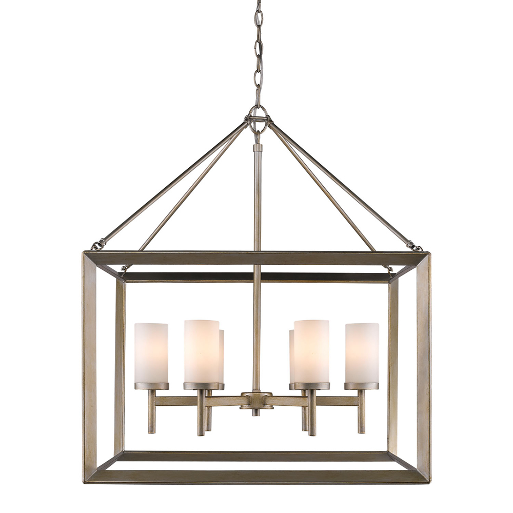 Smyth 6 Light Chandelier (White Gold & Opal Glass)